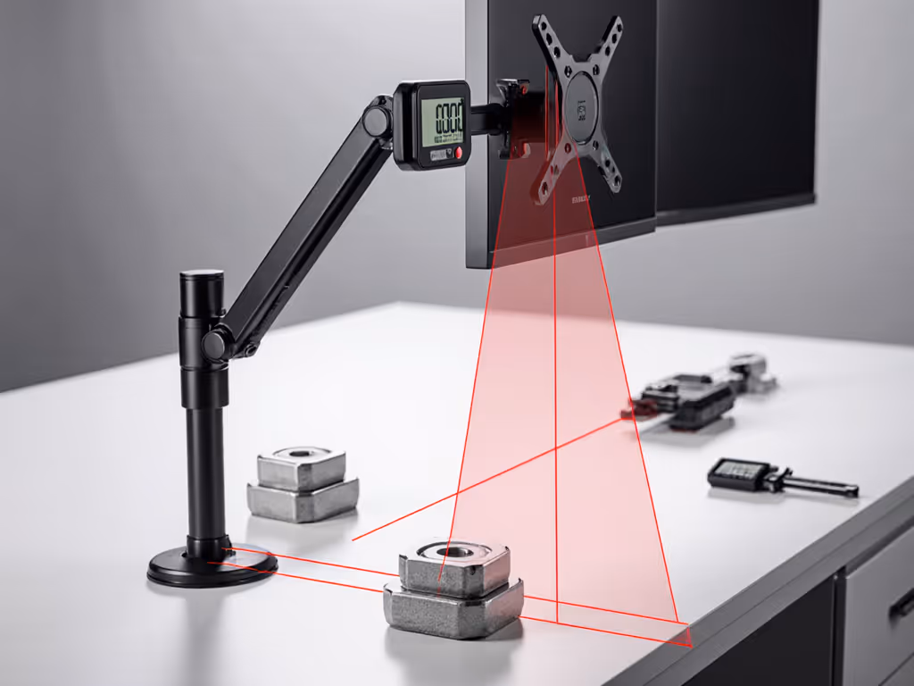 monitor_arm_stability_testing_setup_with_weights_and_laser_measurement